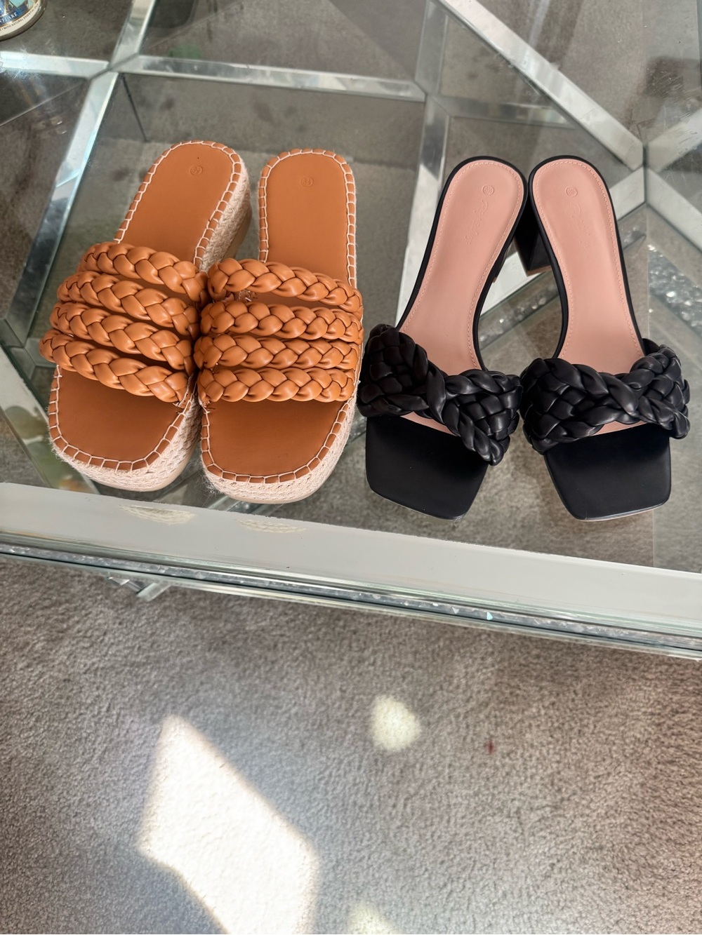 Boudle 2 Braided Slide Sandals for Women - Tan and Black